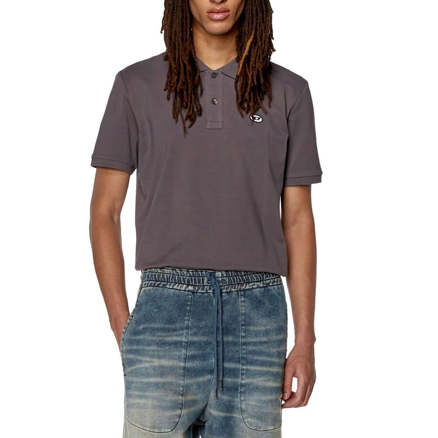 Polo shirt with D oval Patch | Black | Diesel